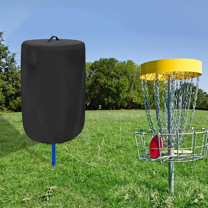 Disc Golf Basket Cover Outdoor Waterproof Chain Universal Flying Disc Golf Practice Basket Covers Dustproof Anti-UV 26" D x 35" H Black