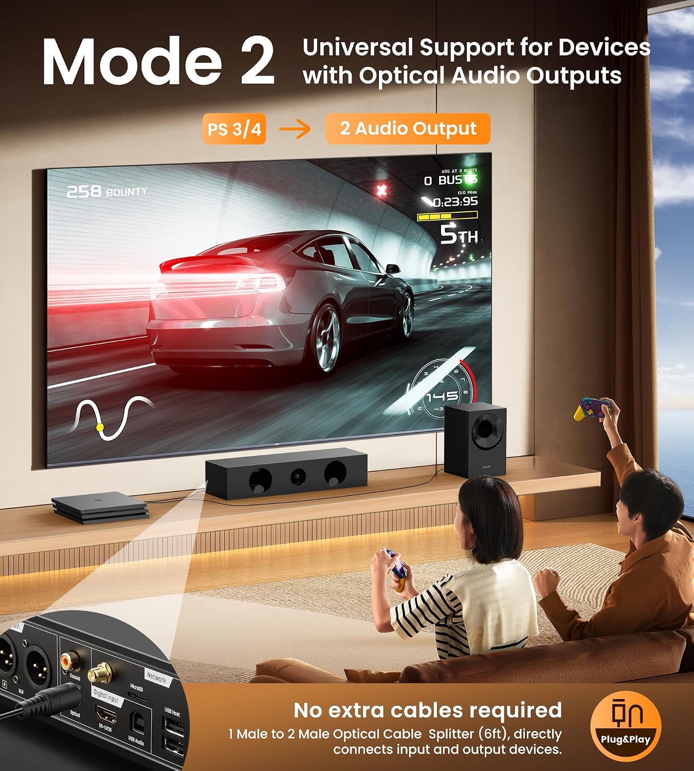 1 2 6ft, 1 2 PS3/PS4) avedio links Digital Audio Splitter in Out Toslink Digital Fiber Optic Audio Splitter Male Input