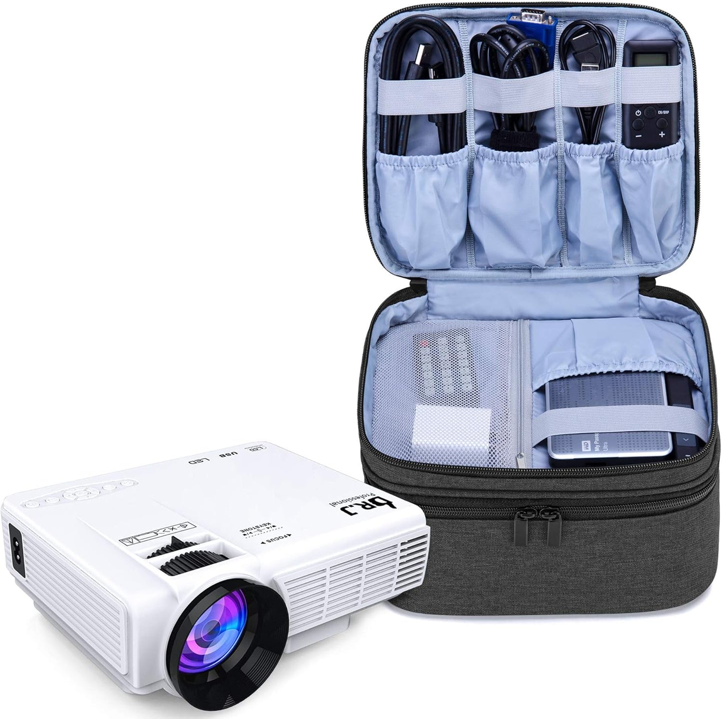LUXJA Mini Projector Carrying Case - Portable and Protective Black Bag for Accessories