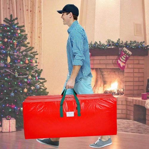 KRYSTY Christmas Tree Storage Bag - Waterproof Zippered Bag for 7.5 Ft Holiday Tree | Durable Red Design