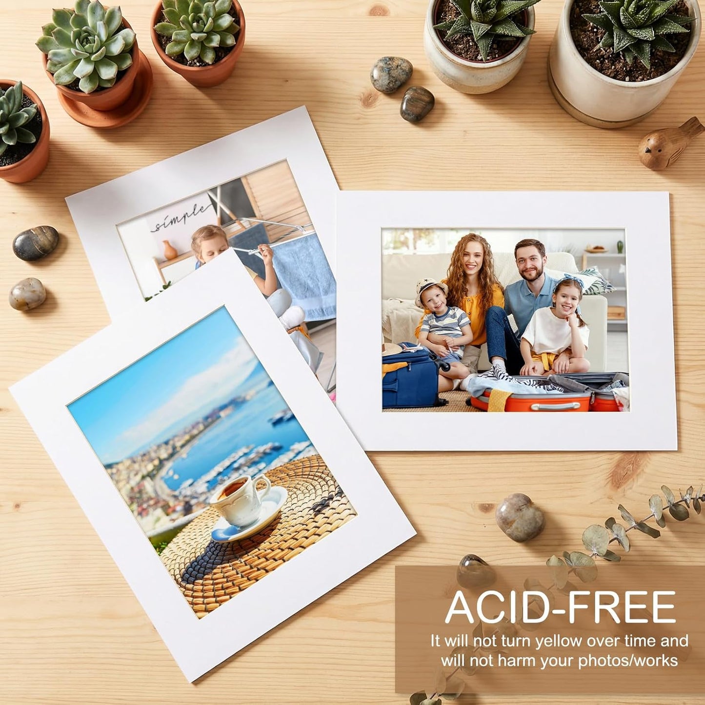 15 Pack 8.5x11 6x8 White Picture Mats, Frame Mattes for Pictures Photo Frame Mat Core Bevel Cut Mat Board Show Kit