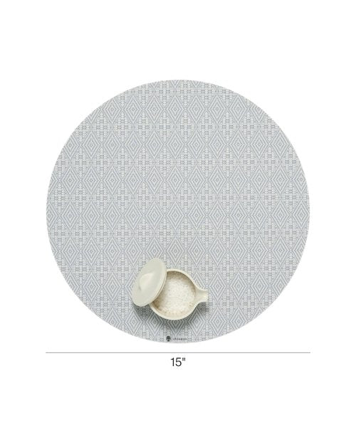 Martha by Martha Stewart | Chilewich Boxwood Placemats in Sea - Set of 4 - Easy Care Woven Tabletop Textiles - Indoor/Outdoor - 15" Round