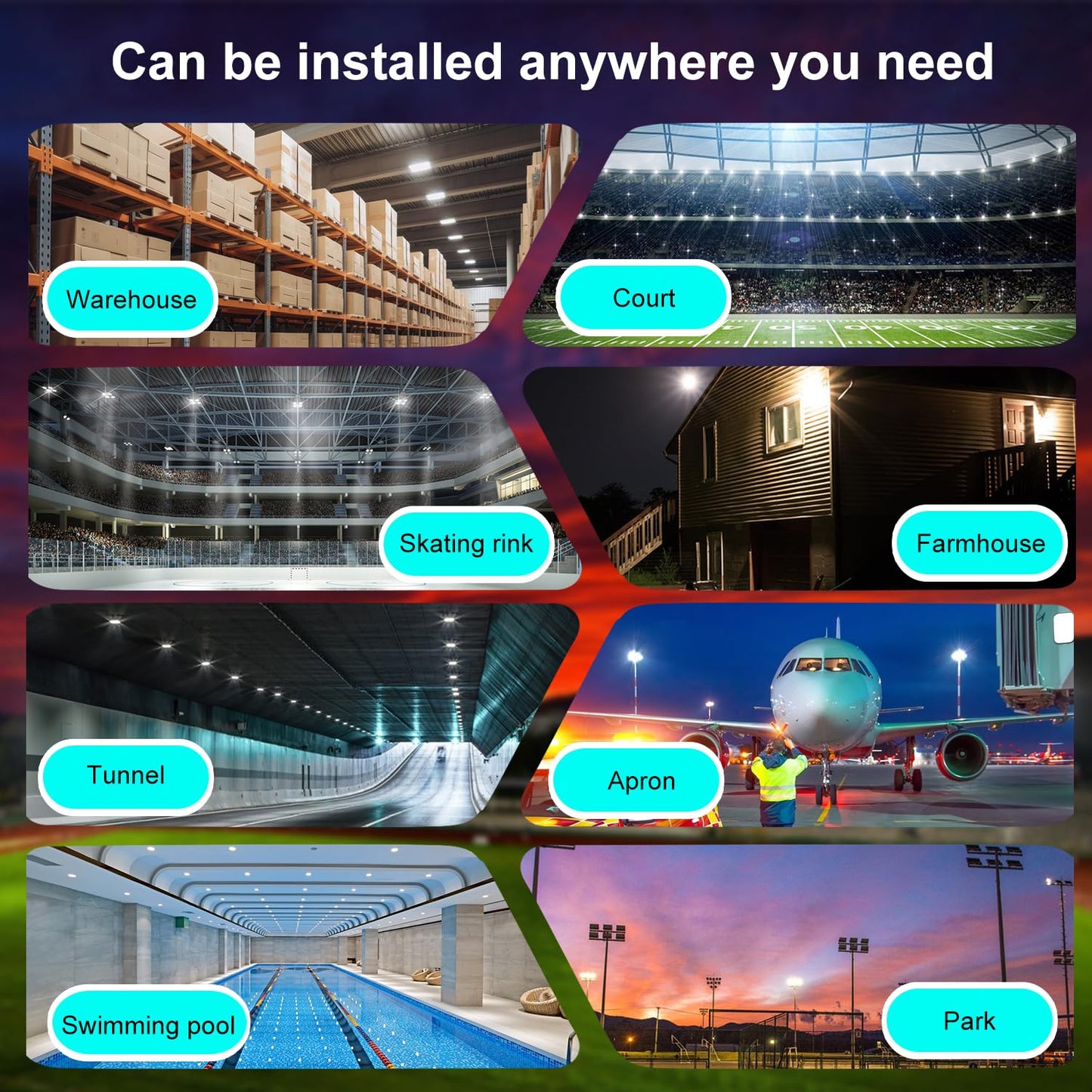 ledmo Outdoor LED Flood Lights 360W Adjustable Mount Stadium Lighting Super Bright 42,000LM 5000K LED Arena Lights Commercial Lighting Fixture for Garage，Yard