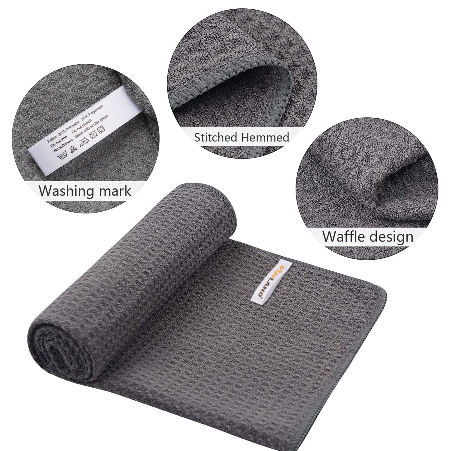 SUNLAND Microfiber Gym Towels Sports Workout Towel Fast Drying Fitness Sweat Towels for Men & Women Lightweight Multi-Purpose Hot Yoga Towel 3 Pack 16Inch x 32Inch