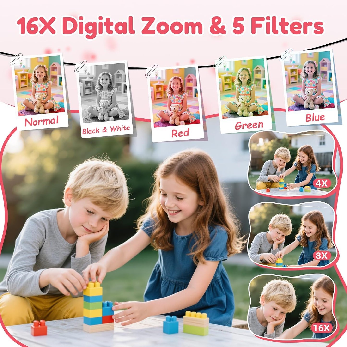 Krlun 4K 16X 48MP 32GB Digital Camera, FHD Digital Point and Shoot Camera with Zoom Anti Shake, Compact Small Camera
