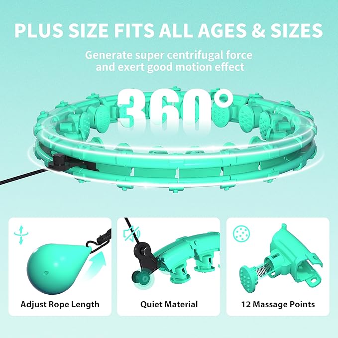 Weighted Hula Infinity Fitness Hoop for Adult Weight Loss, 2 in 1 Smart Fitness Workout Hula Circle Hoops with 28 Links(53 Inch), Exercise Fit Hoop Suitable for Women and Beginners