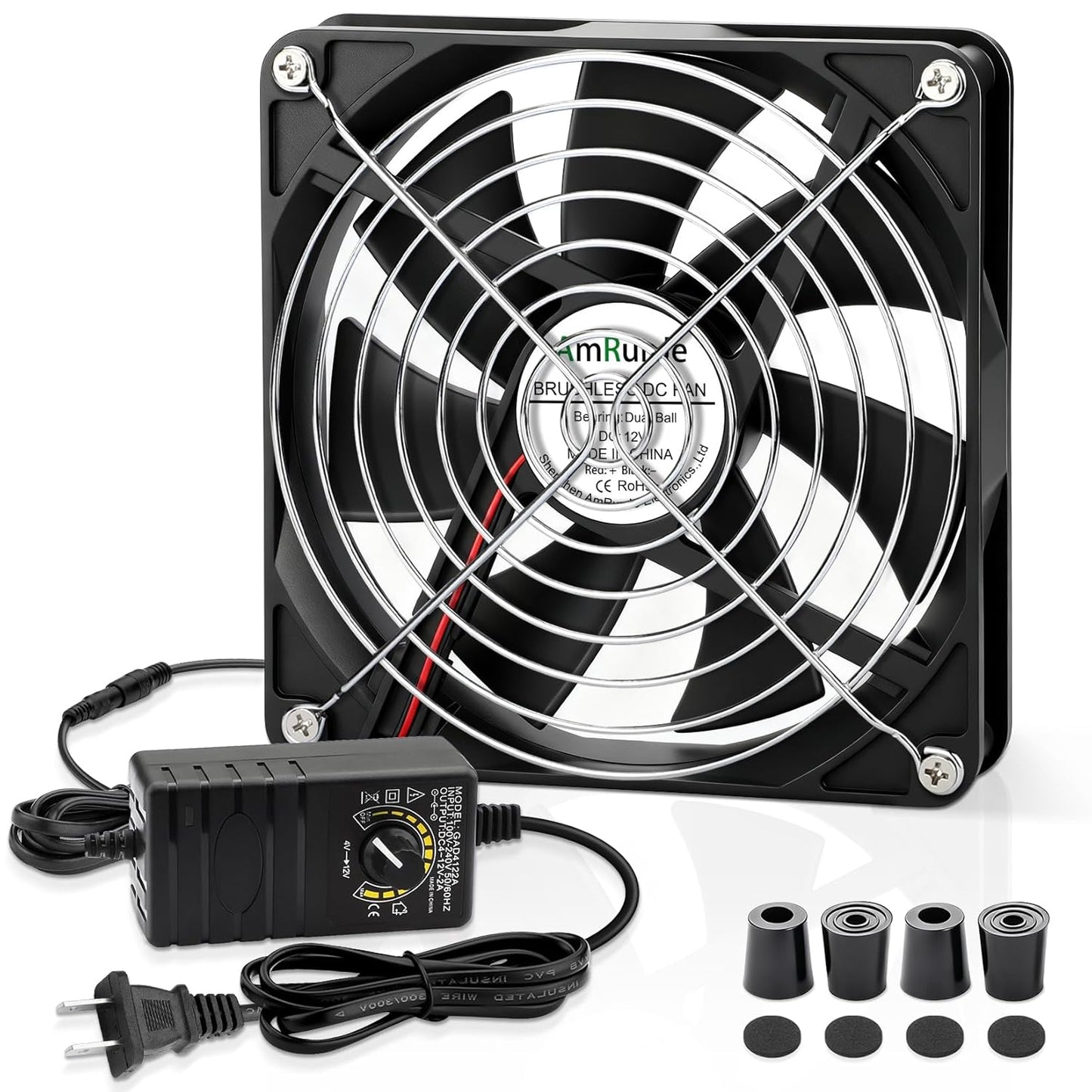 140mm 25mm 12v 110v 240v PS5 x Computer Fan with AC Plug dc Variable Speed Dual Ball Bearing for Cooling PlayStation