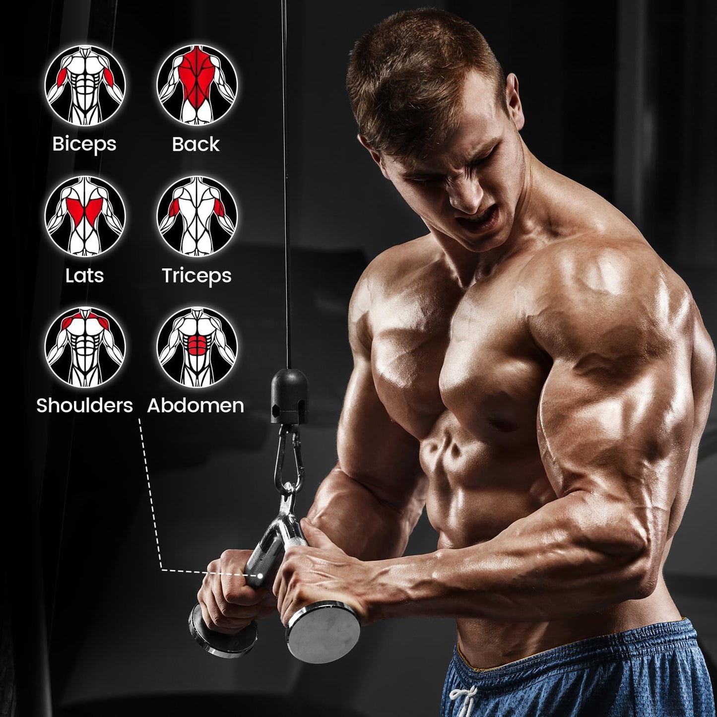 E.T.ENERGIC V-Shaped Bar, V Bar LAT Pull Down Straight Rotating Bar Cable Machine Attachment for Weight Workout Tricep Pull Down Attachment for Home Gym