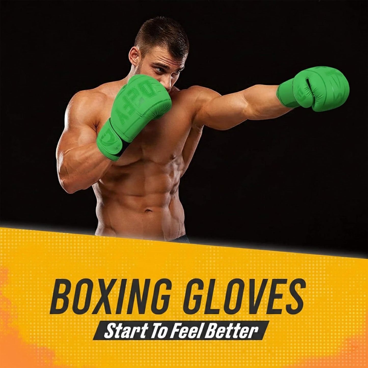 DEFY Boxing Gloves for Men & Women - Premium Quality Synthetic Leather Boxing Gloves for Training - Perfect for Punching Heavy Bags, Sparring, & Fighting Gloves (Green, 12oz)