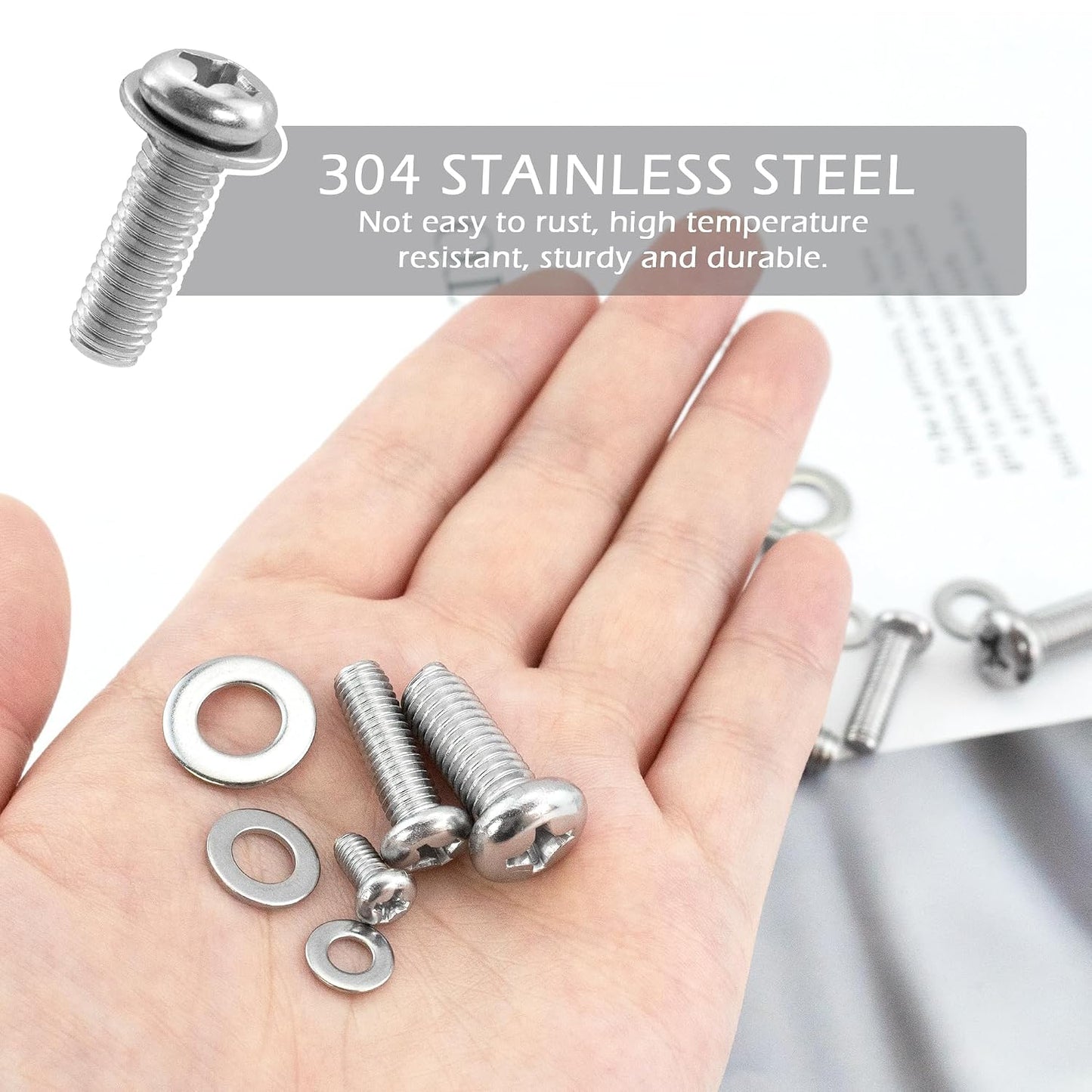 Quacc 24 M4 M6 M8 Universal TV Mounting Hardware Kit PCS Stainless Steel Screws Washers for VESA Wall Mount TV