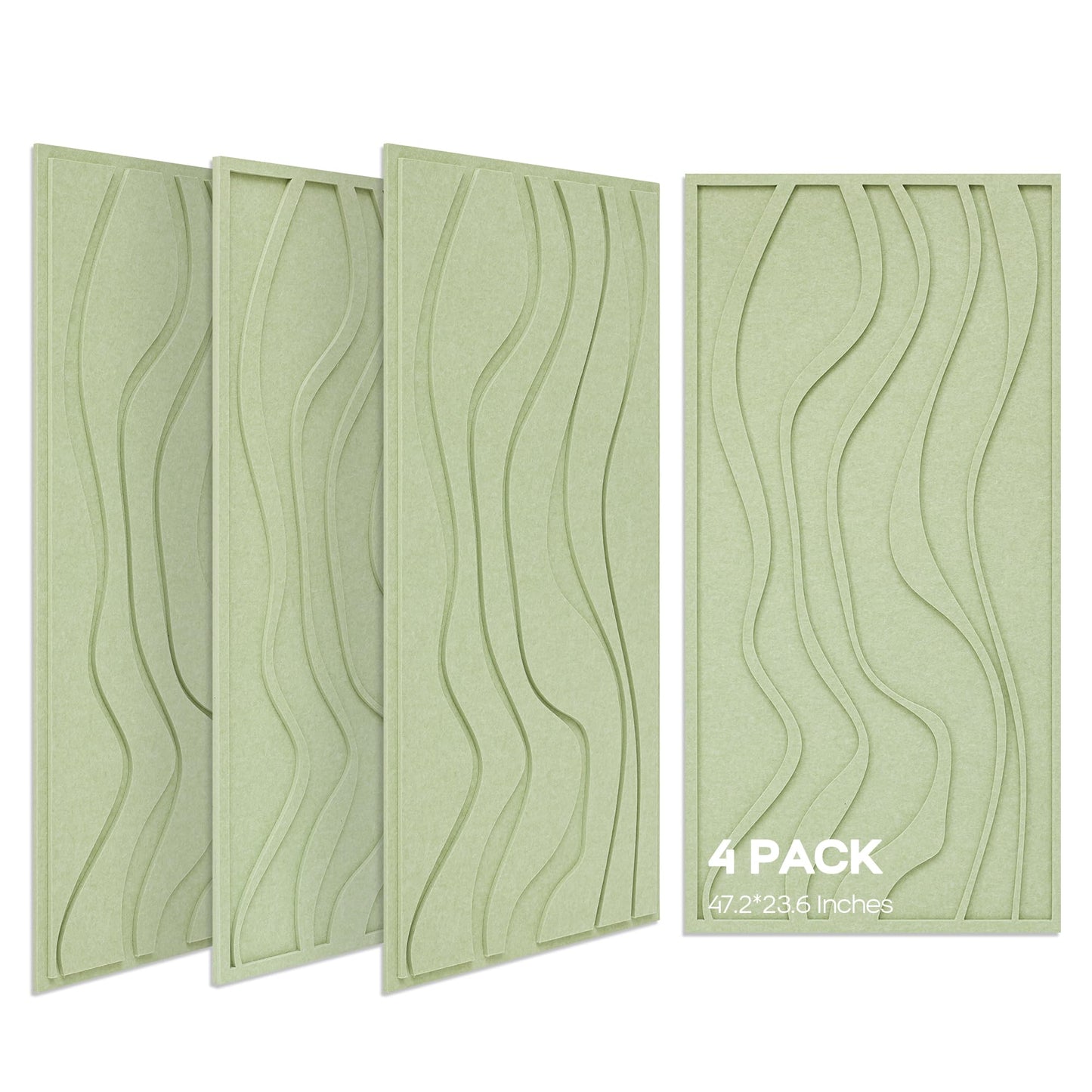 BUBOS 4 Pack Large Acoustic Panels, Total-Size 47.2 x 23.6 Inches Soundproof Wall Panels, Decorative Sound Panels, Self-Adhesive Acoustic Wall Panels for Recording Studio, Home&Office (Green, 4 Pack)
