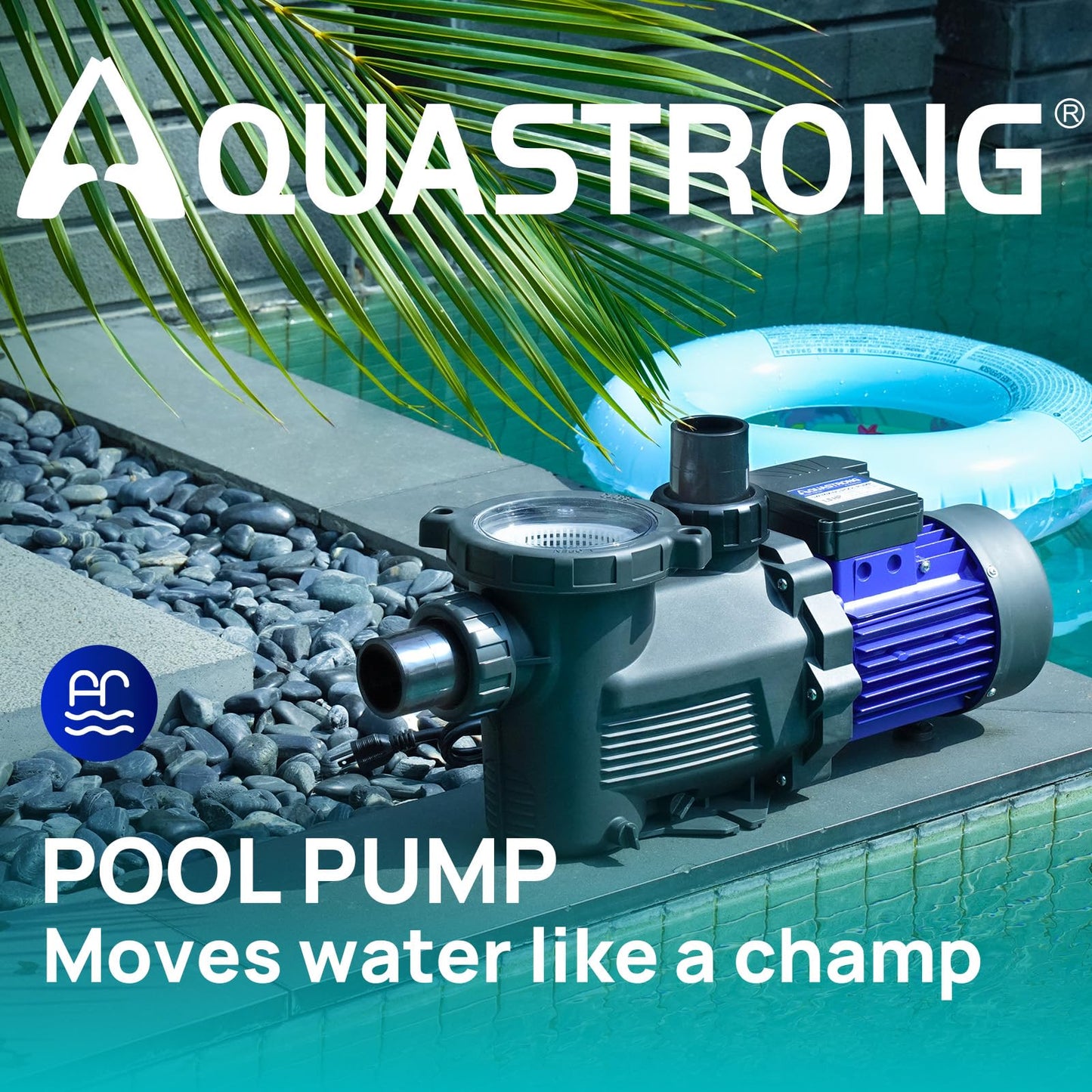 Aquastrong In/Above Ground Pool Pump High Flow Self Primming Swimming Pool Pump,Aqua Blue