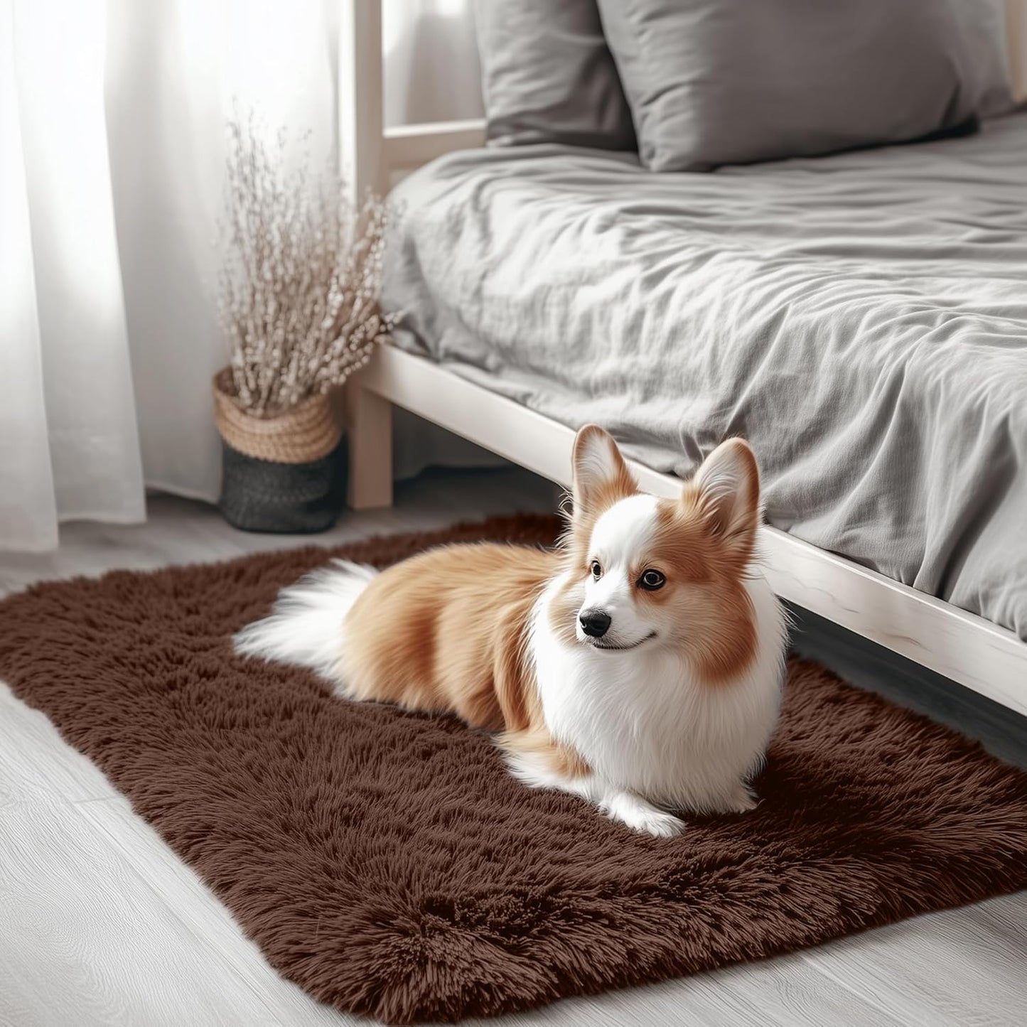 OLANLY Soft Fluffy Shaggy Small Rug - Machine Washable Indoor Carpet for Bedroom & Nursery | 2x2 ft