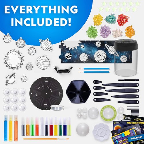 National Geographic Ultimate Space Activity Kit - Glow-in-the-Dark Solar System Model & Night Light for Kids