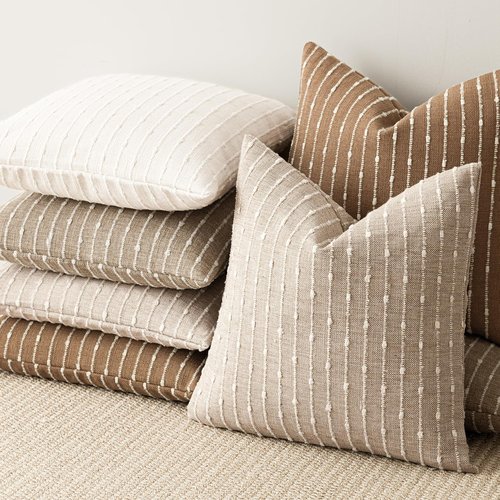 Foindtower Pack of 2 Decorative Jacquard Boucle Lumbar Throw Pillow Covers Accent Textured Striped Pillowcases Cozy Boho Cushion for Couch Sofa Bedroom Living Room Home Decor 12x20 Inch Natural Beige