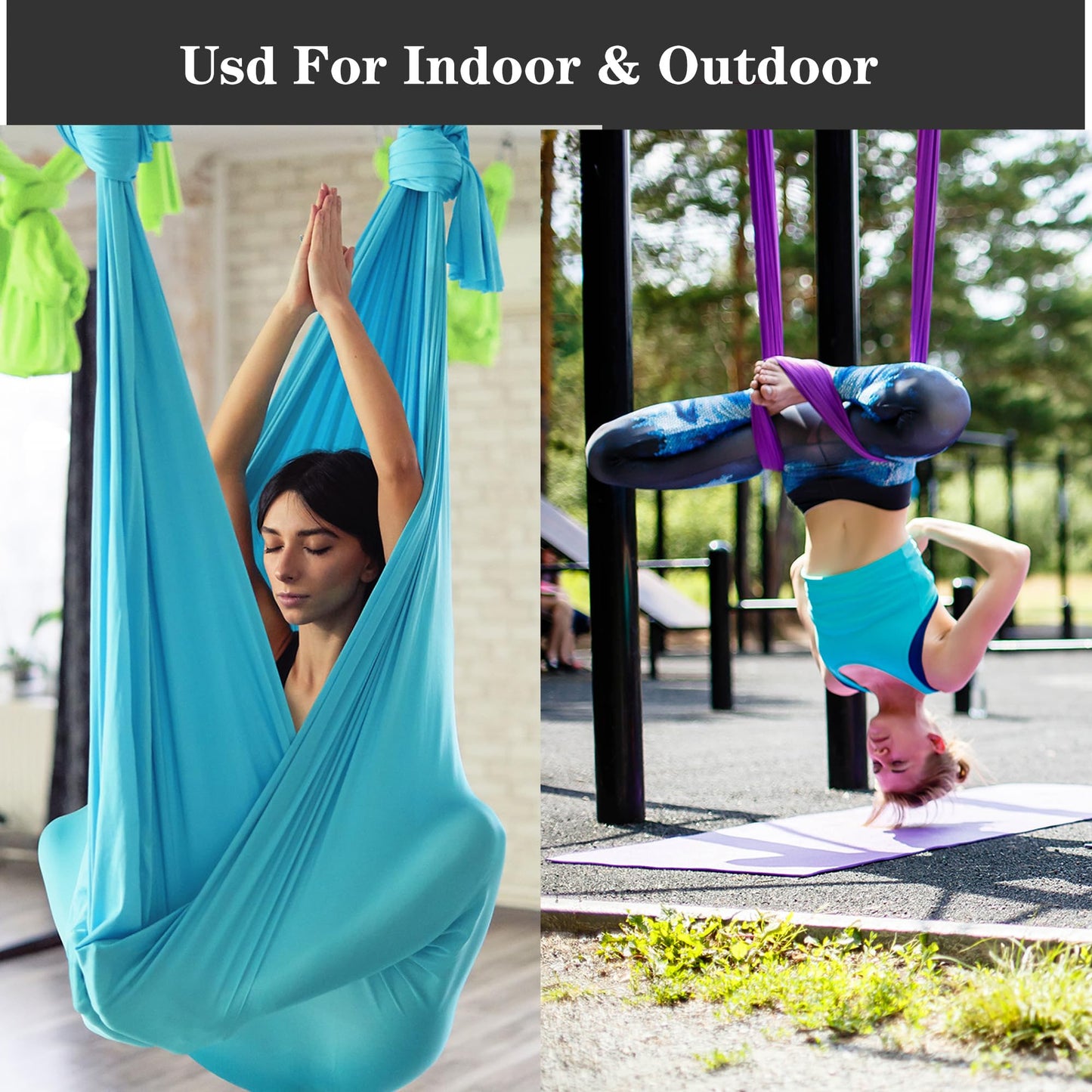 ZYOSJK 5.5 Yards Aerial Silk Swing Outdoor Hammock Aerial Yoga Swing For Adults,Aerial Yoga Hammocks for outside,Aerial Silks For Gymnastics (Pink)