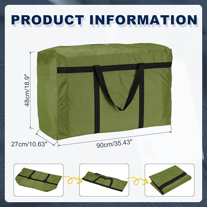 Extra Large Duffle Bag, 35 x 19 x 11 in Travel Big Duffle Bag with Zipper Handle Storage Foldable Waterproof Lightweight Bag for Women Men Travel Moving Camping (Green)