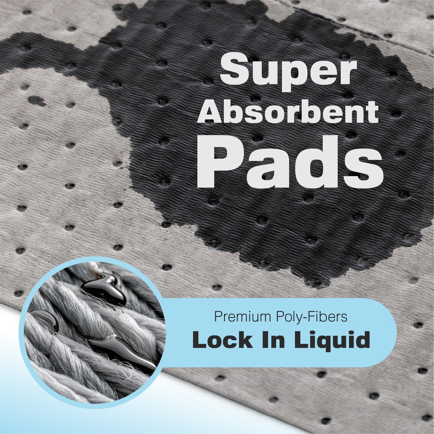 Raxwell Oil Absorbent Pads 200 Pack – 16” x 18” Heavy-Duty Spill Pads, 8-Layer Polypropylene, Dimpled & Perforated Universal Absorbent Sheets - Garage Floor Mat for Oil, Coolant, Water & Chemicals