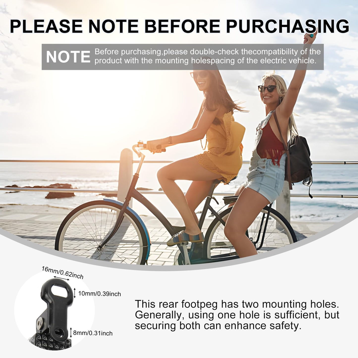 Tailcle 1 Pair Bike Rear Pedals, Mini Folding Bike Pegs, 8mm Aluminium Alloy Non-Slip Bicycle Footrests, Quick Release Foot Plates Pedals for Mountain Bike E-Bike (Black and Silver)