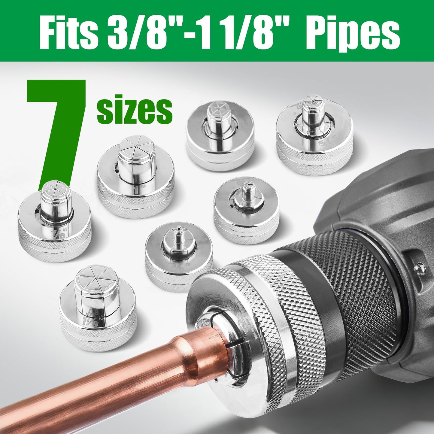 Super Stars Electric Tubing Expander Swaging Tool Kit – 2200mAh Battery Powered HVAC Copper & Aluminum Pipe Expander with 7 Heads, with Tube Cutter & Deburring Tool
