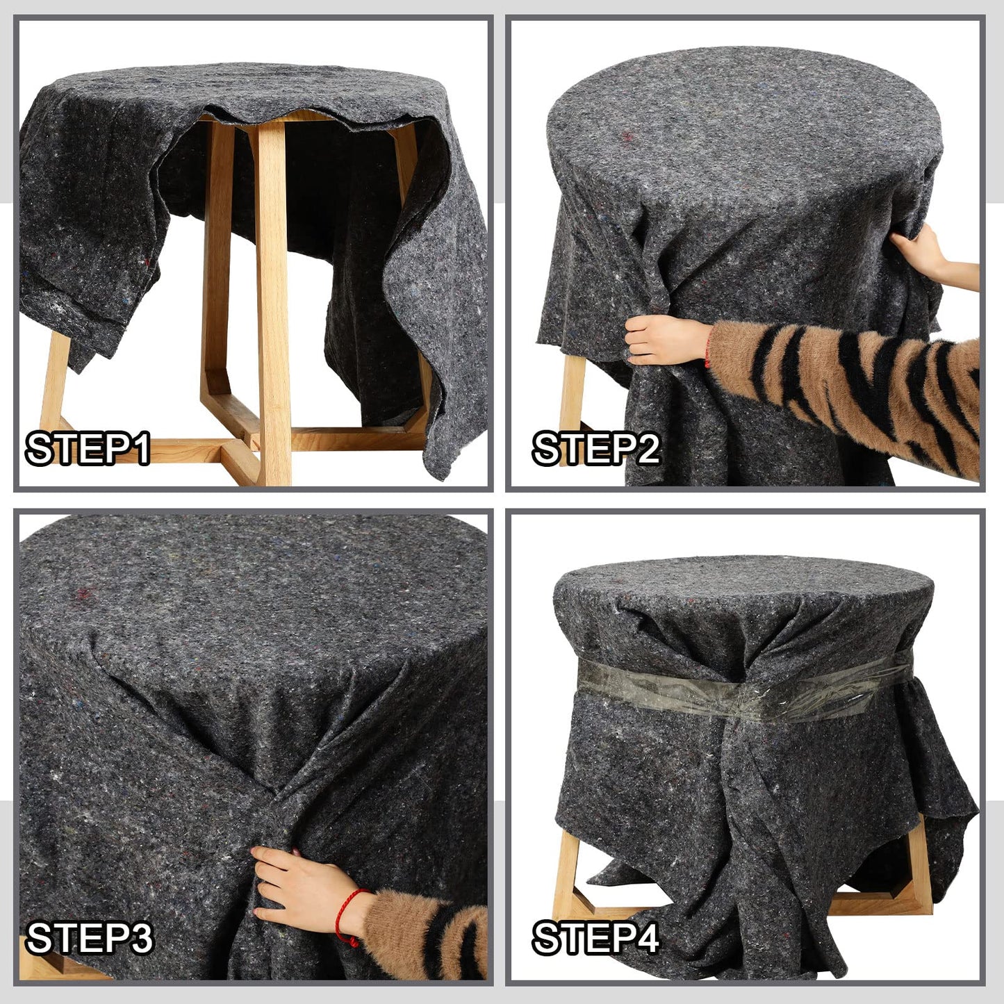 32 Pieces Textile Moving Blankets Bulk 54 x 72 Inch Furniture Blanket High Tensile Strength Pads Shipping Packing Blanket for Moving Furniture Floors Moves and Storage Equipment(Grey)