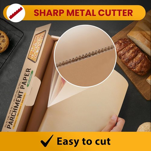 Baker’s Signature Unbleached Parchment Paper Roll - Heavy Duty Non-Stick, 15in x 210ft for Baking & Cooking