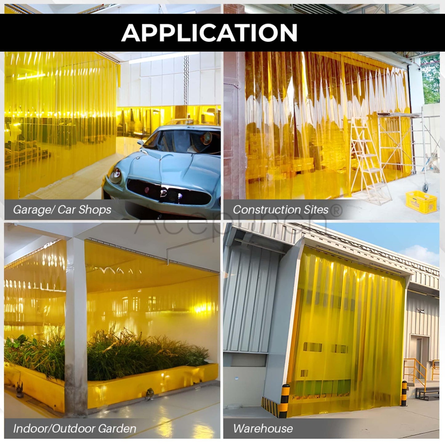 Acepunch Commercial PVC Strip Door Curtain Kit Bundle