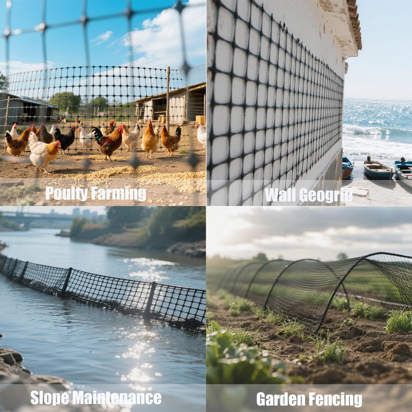 3ft x 164ft Wall Geogrid for Retaining Walls 2x2cm Grid Geocell Geogrid Polypropylene Stabilization Mesh, Driveway & Slope Reinforcement, Gravel Grid for Landscaping, Terraces, Parking Lots