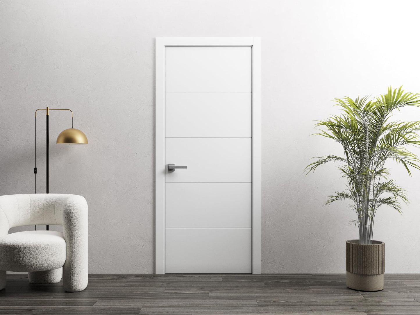 SARTODOORS Solid Interior French 28 x 80 inches | Planum 0770 Painted White Matte | Single Regular Panel Frame Trims Handle | Bathroom Bedroom Sturdy Doors
