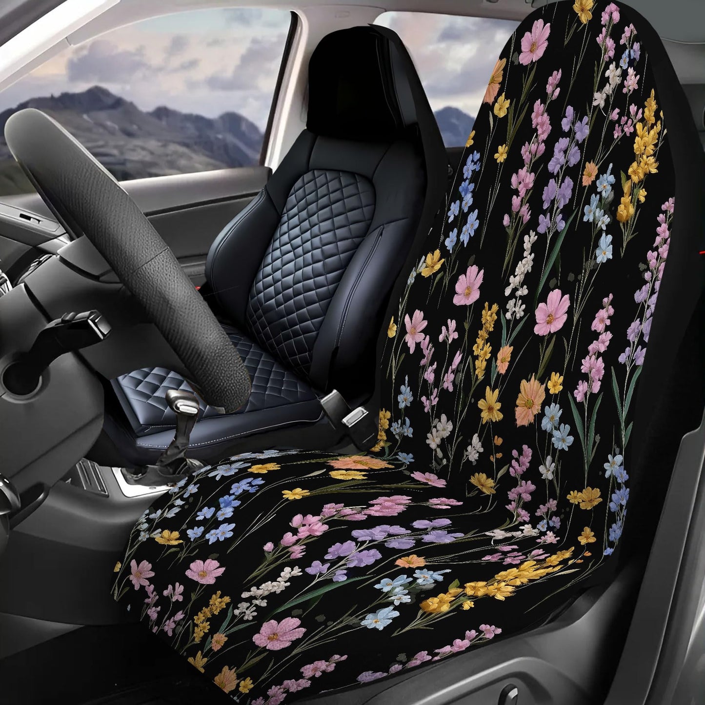 GENANY Floral Daisy Car Seat Towel – Waterproof Sweat Protector, Non-Slip Absorbent Seat Cover for Gym Workout, Running, Beach & Pets, Universal Fit for Cars SUVs Trucks, Machine Washable