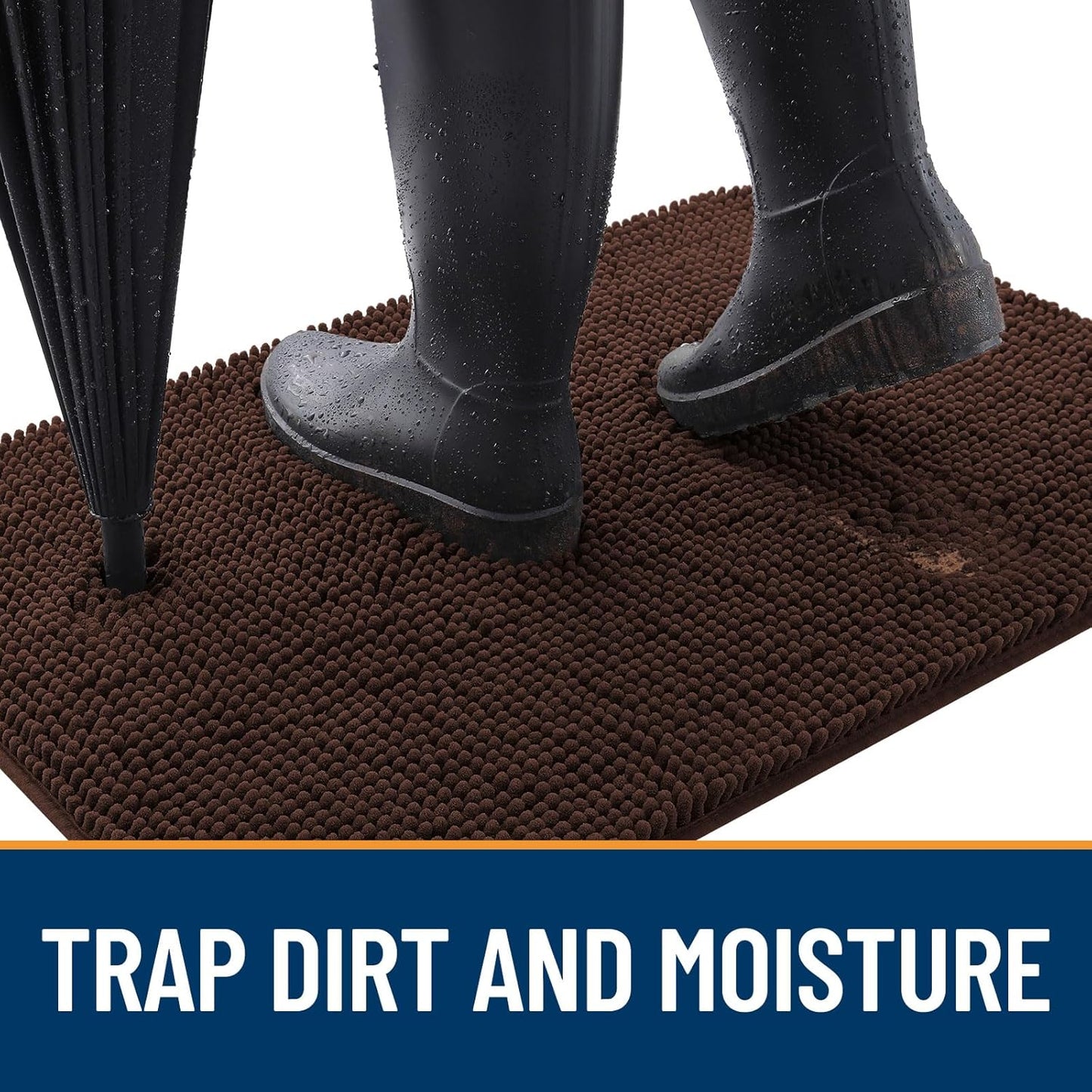 OLANLY Dog Door Mat - Absorbent Non-Slip Mud Mat for Dogs | Quick Dry Chenille, 54x24, Brown