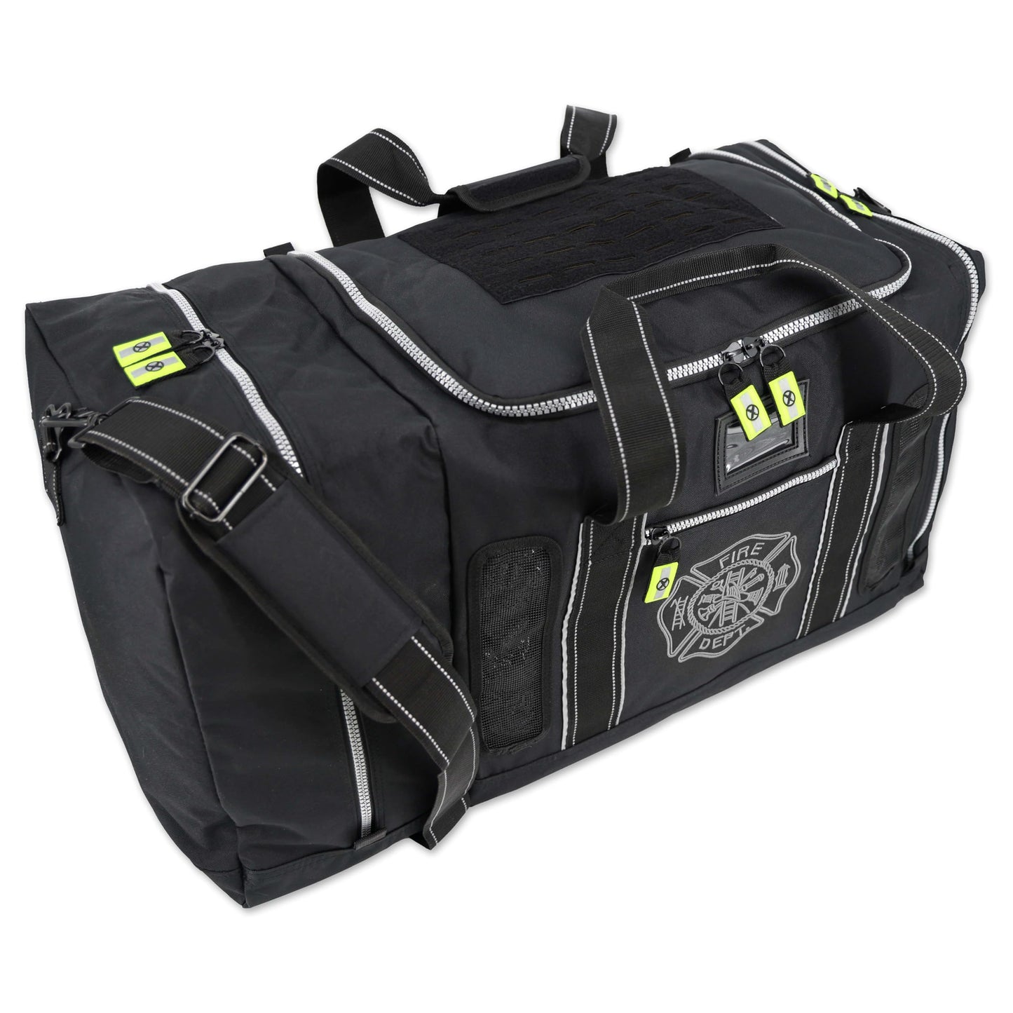 Lightning X Products Newly Redesigned Firefighter Fireman Quad-vent Turnout Gear Bag With Helmet Compartment, Mesh Vents & Maltese Cross for First Responder (Black)