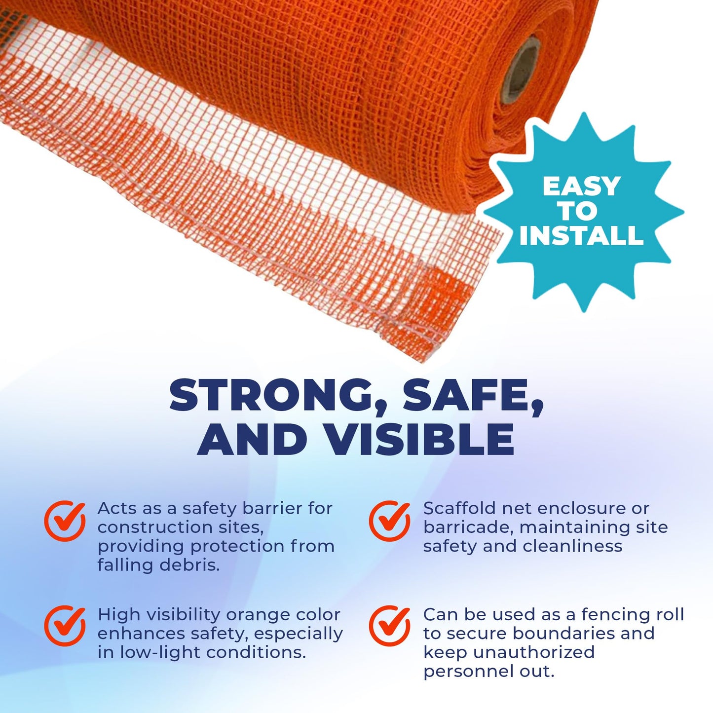 Tarps Now 8'-6" x 150' Orange Safety Netting Roll - Heavy Duty Fire Retardant Safety Nets with 1/4" Openings for Security & Construction Debris Netting, Temporary Mesh Fence, Job Site Net Enclosure