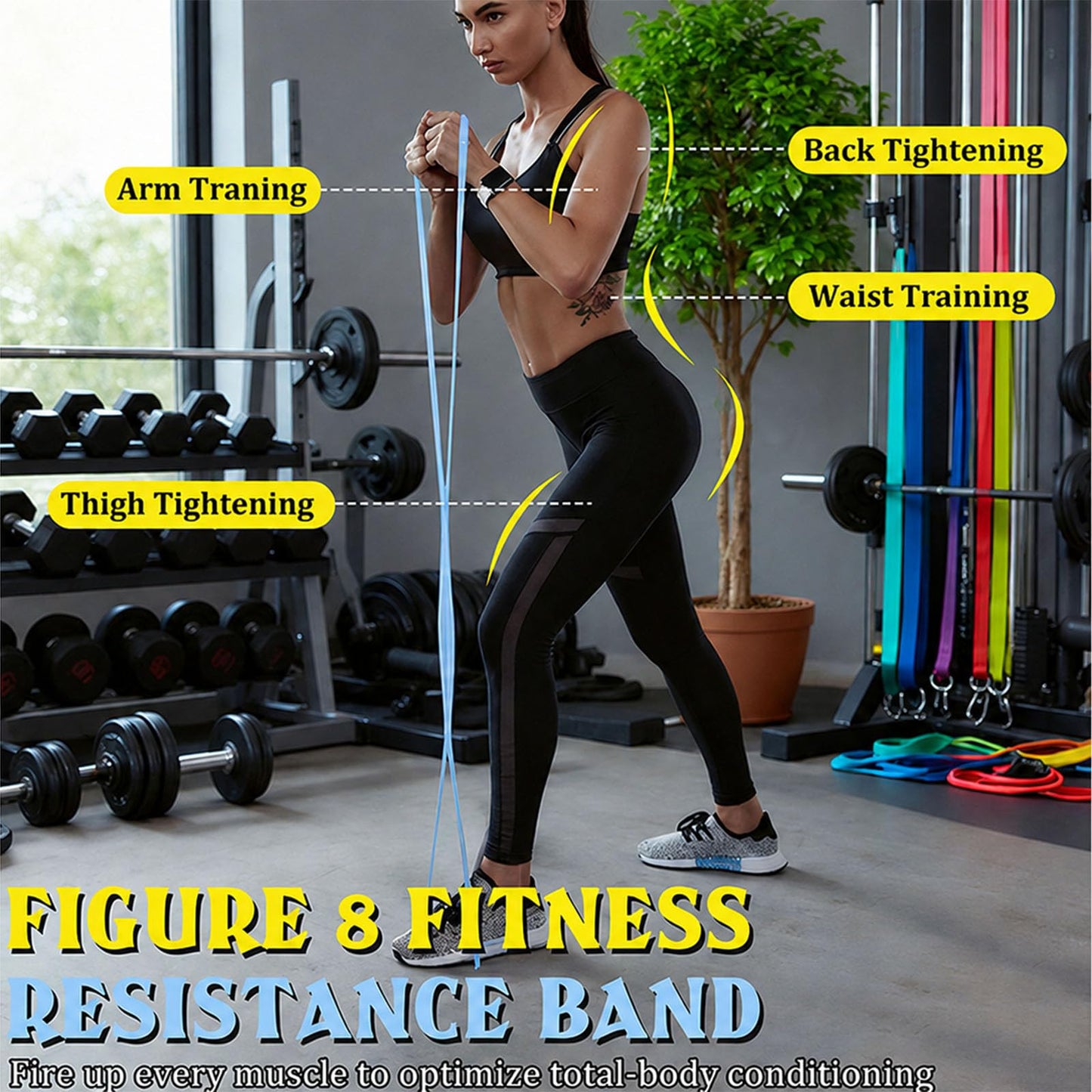 JYTIYUWA Resistance Bands with Handles,Figure 8 Resistance Band Elastic Fitness Bands Exercise Band for Home Yoga Gym Workout Pink 15LB