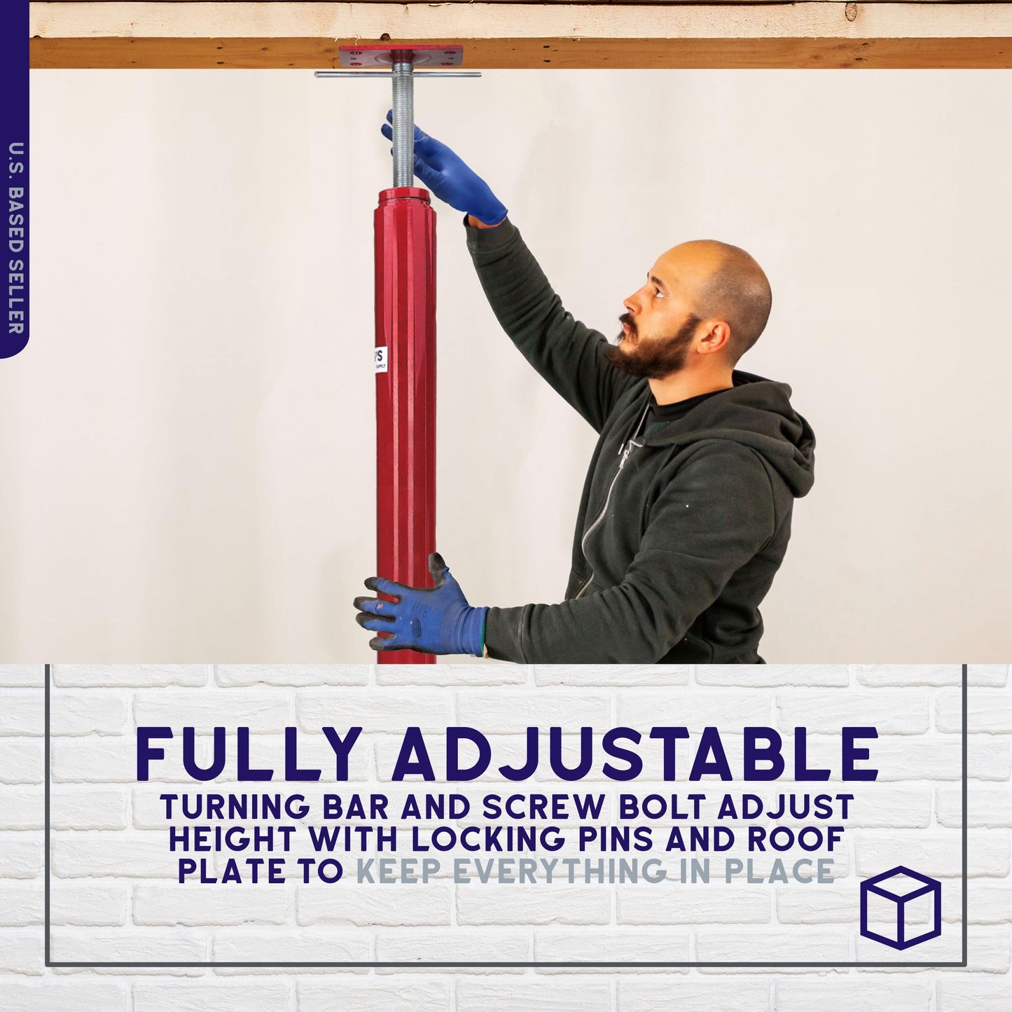 BISupply House Jacks for Leveling Crawlspace 1 Pack - 54-150 inch Adjustable Support Beam Basement Jack Post - Floor Lifting Joist Beam Brace for Cellar Ceiling - Screw Pole Jack