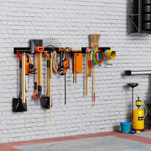 Garage Tool Organizer by [Brand Name] - Wall Mounted, Adjustable 64-Inch Rack | Holds 20 Tools Up to 900lbs