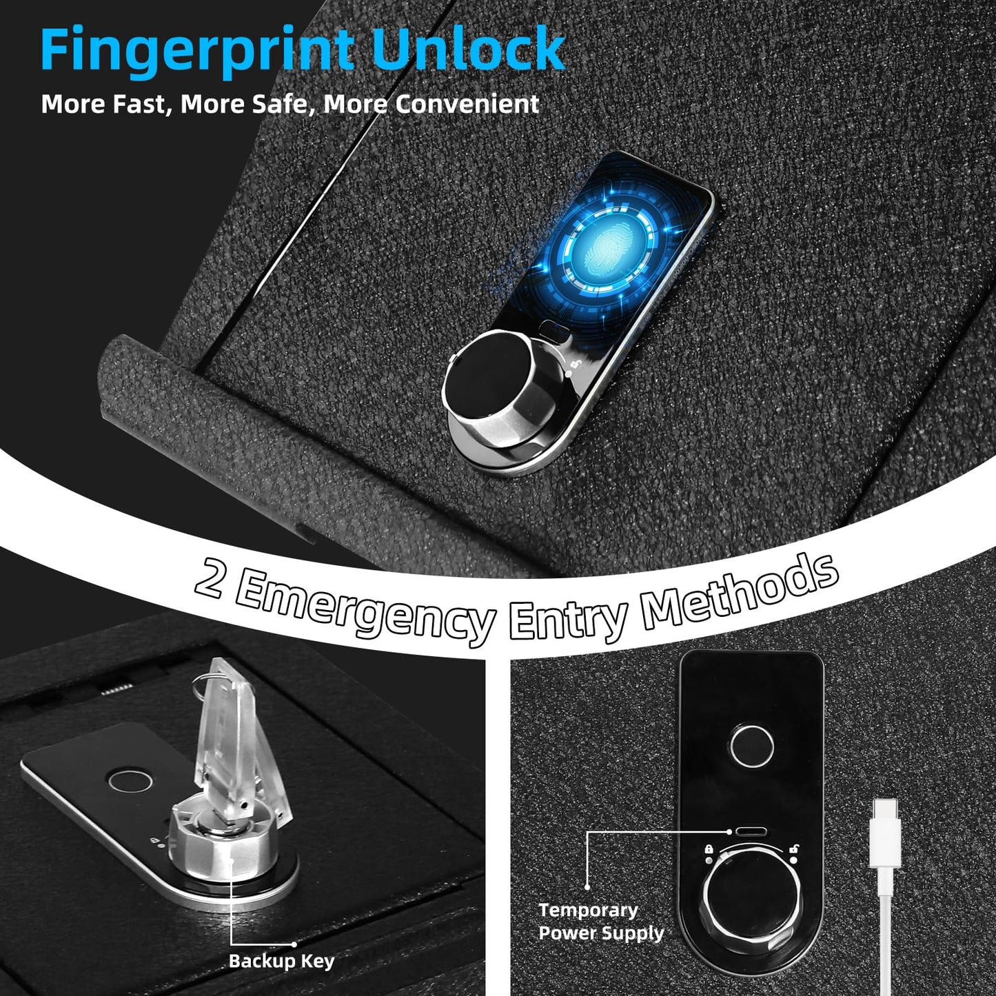 FortiVault Biometric Center Console Safe Vault, Smart Fingerprint Access Lock Box Compatible with 2010-2024 Toyota 4Runner, Quick-Open Automotive Safe with 2 Backup Keys