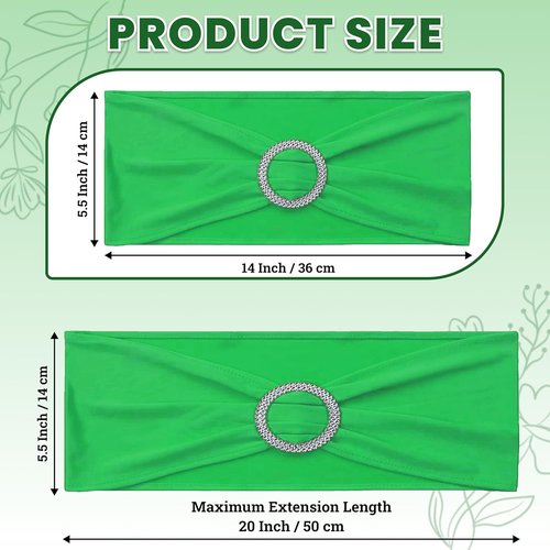 MDS Spandex Chair Sashes - Universal Fit Elastic Bands with Buckle for Weddings | Light Green, Pack of 100