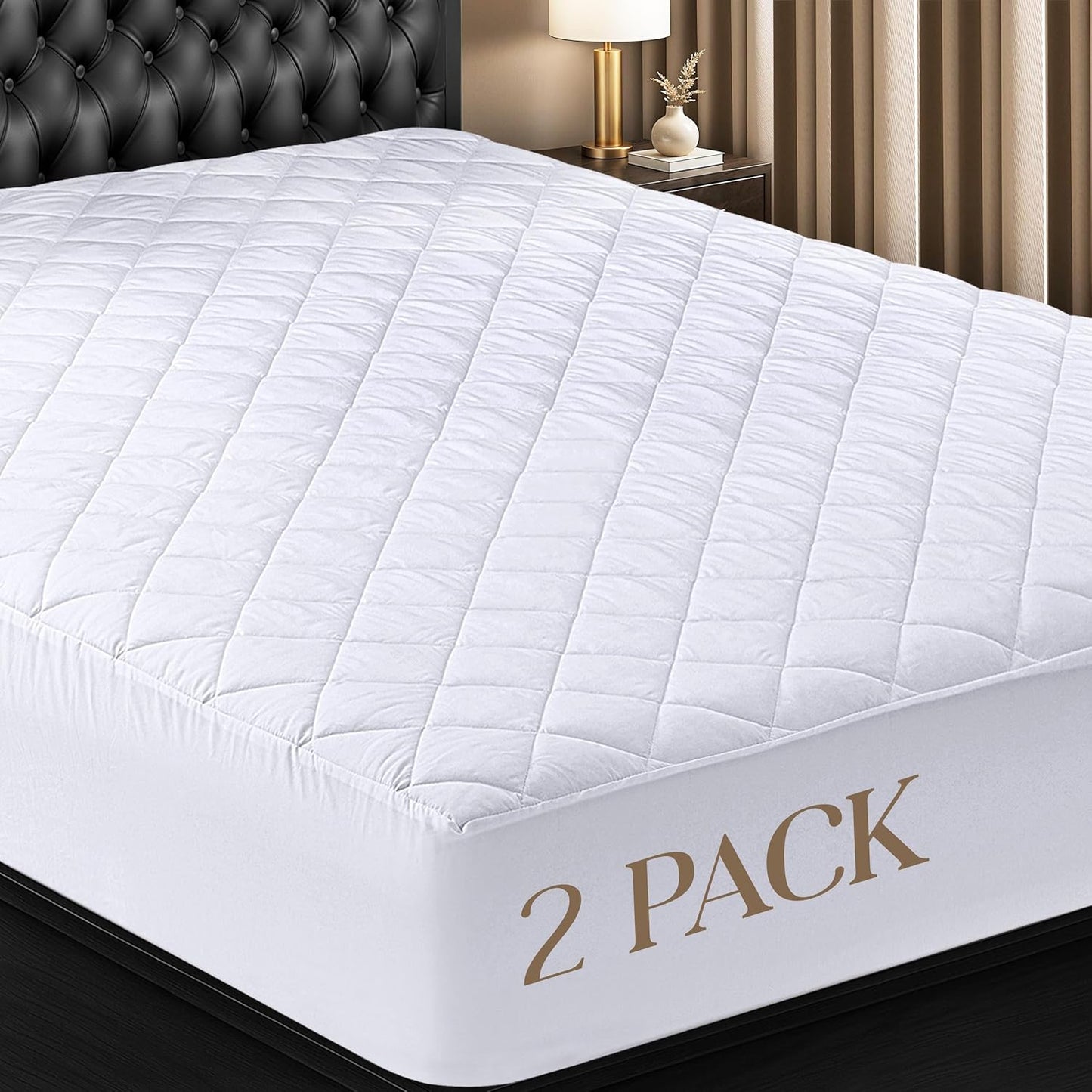 Utopia Bedding King Size Quilted Fitted Mattress Pad - Deep Pocket Protector, Machine Washable | White