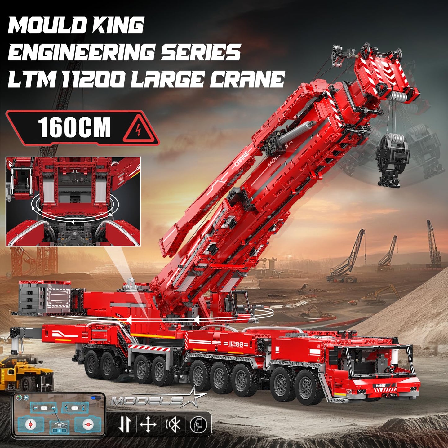 Mould King 17008 Technology Crane Building Set, Large Heavy Duty Crane Truck Building Kits with 20 Motors, APP Programmable Construction Vehicle Model Kit for Adult(8506+ PCS)