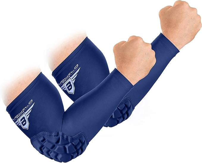 Bucwild Sports B Padded Elbow Arm Sleeves for Basketball Football Volleyball Youth & Adult Size Pads (1 Pair)
