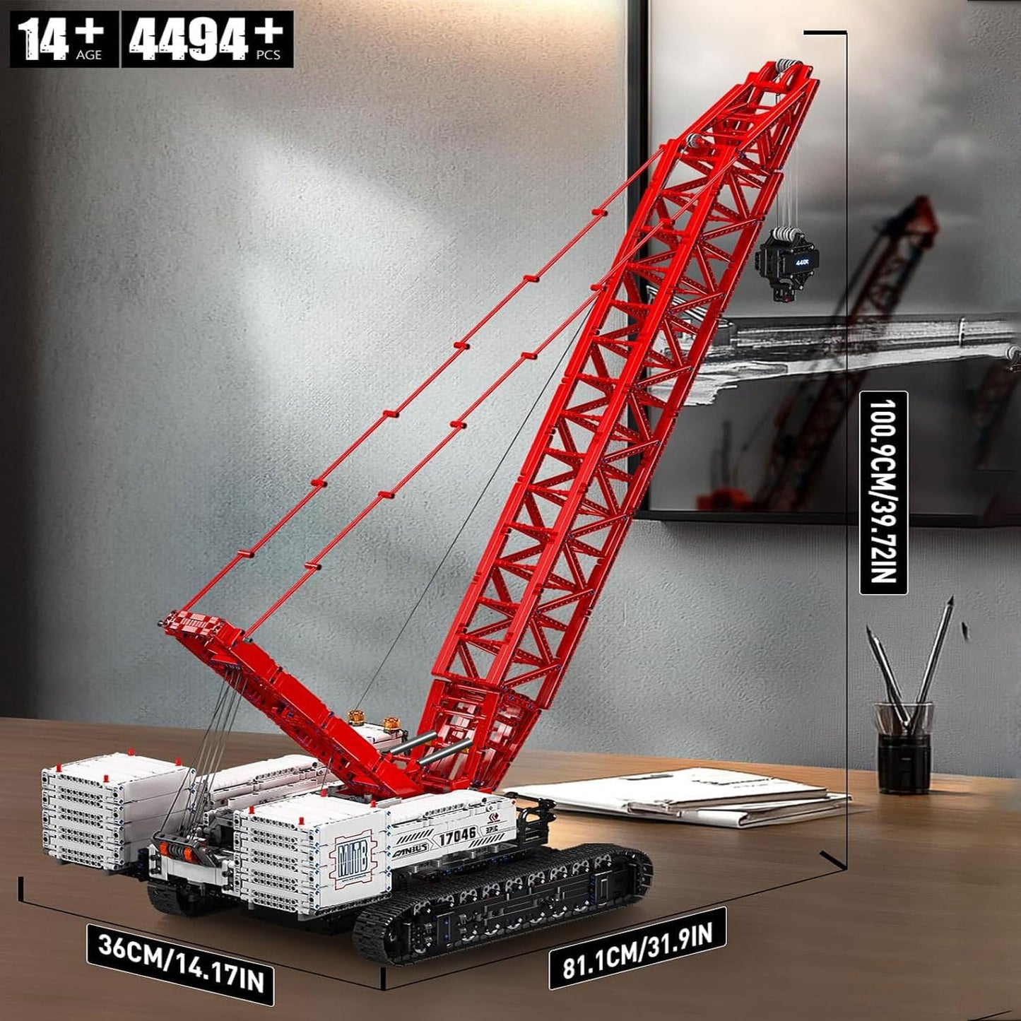 Mould King 17046 Crawer Crane LR16000 Building Block Kits, MOC Mobile Crane Heavy-Duty Cranes Model Sets to Build, APP Control Large Engineering Vehicles, Collectible Set for Adults (4494+ Pieces)