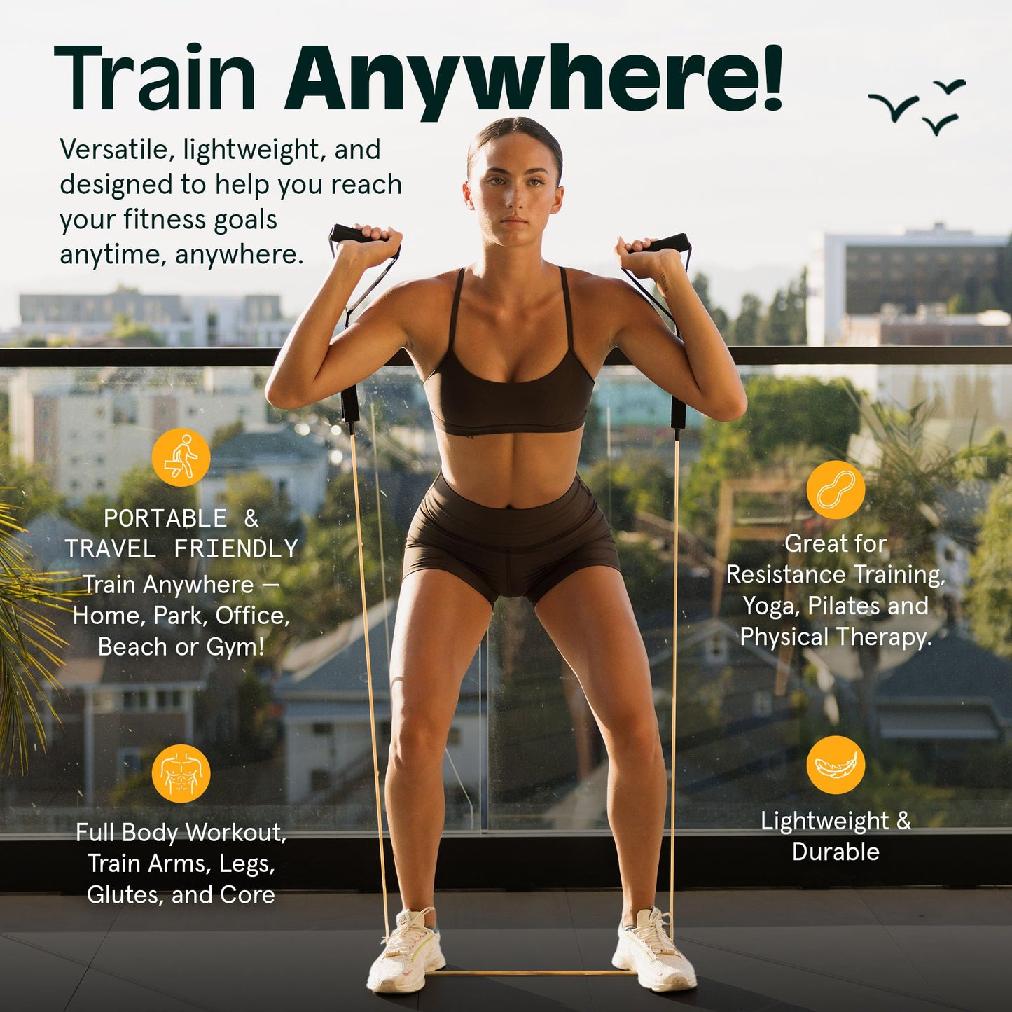 Retrospec Train Resistance Bands Set for Working Out - 5 Stackable Bands, Handles & Door Anchor - Portable Fitness Equipment for Physical Therapy & Yoga Includes Carry Bag
