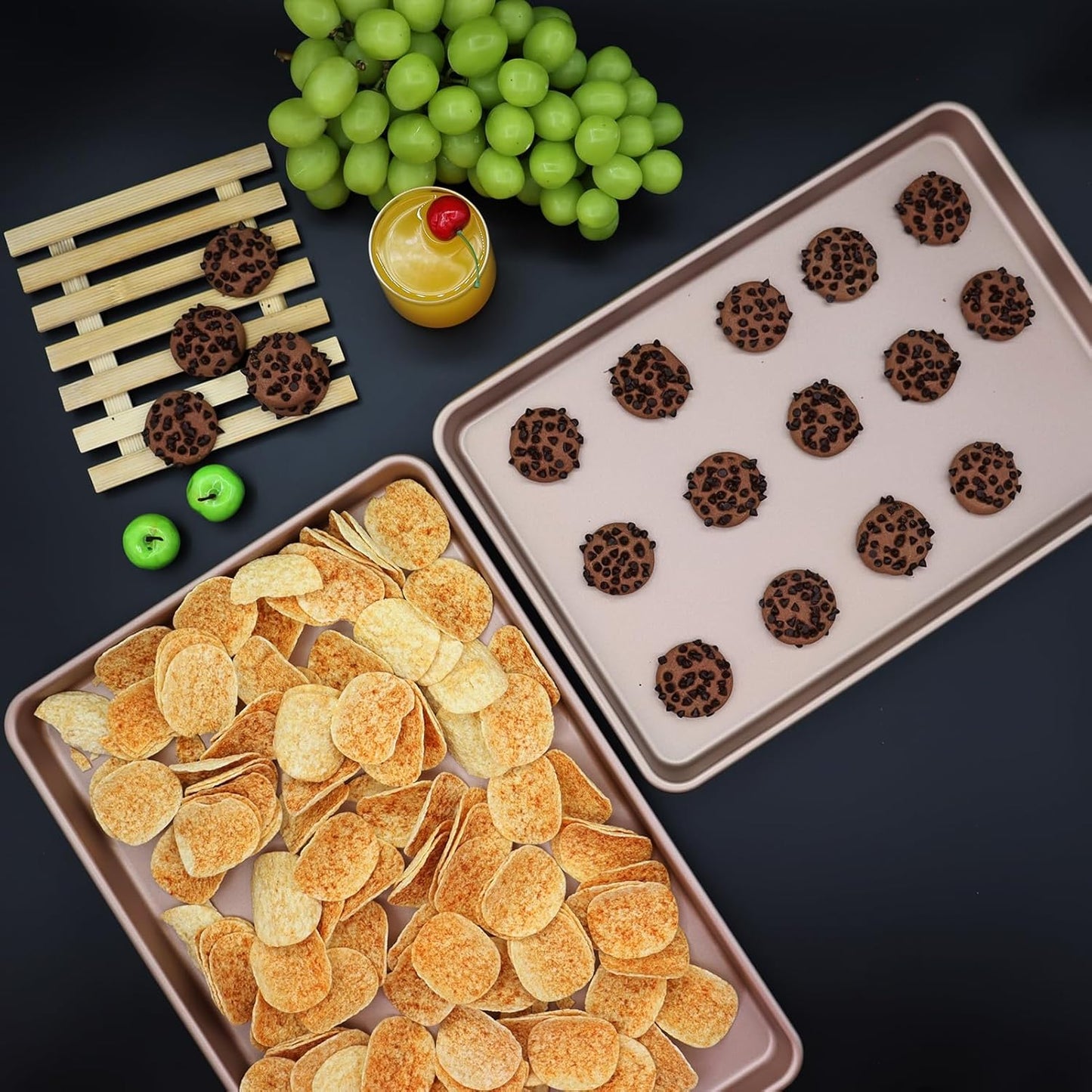 Nonstick Carbon Steel Baking Sheet Set by [Brand Name] - Heavy Duty 3-Pack | Large & Medium Sizes for Oven & Roasting