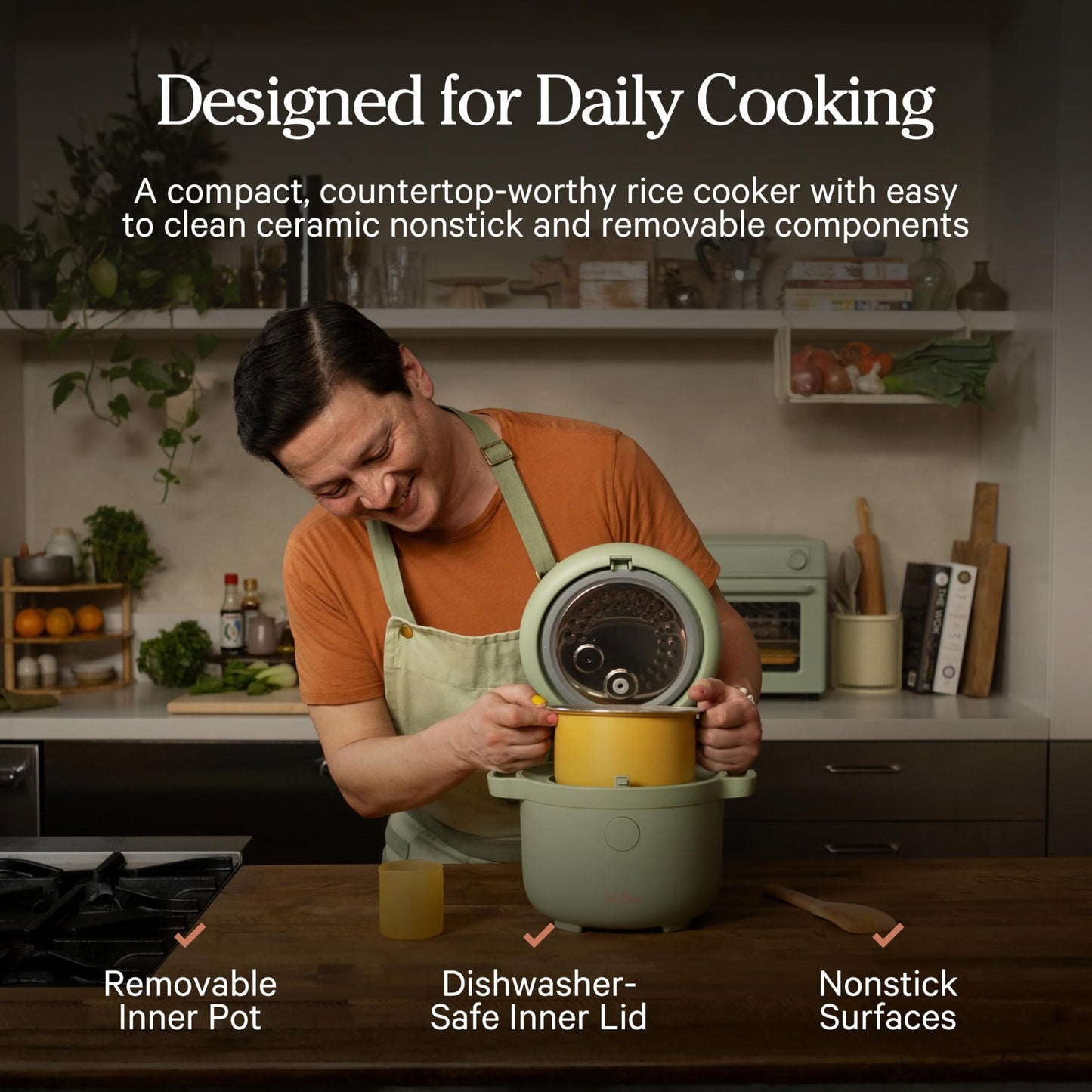Our Place Rice Cooker | Compact Rice Cooker 3-Cup Uncooked / 6-Cup Cooked with Ceramic Nonstick Inner Pot | Fuzzy Logic Multi-Cooker for White & Brown Rice, Oatmeal & Grains | Delay Timer & Auto Keep Warm | Char