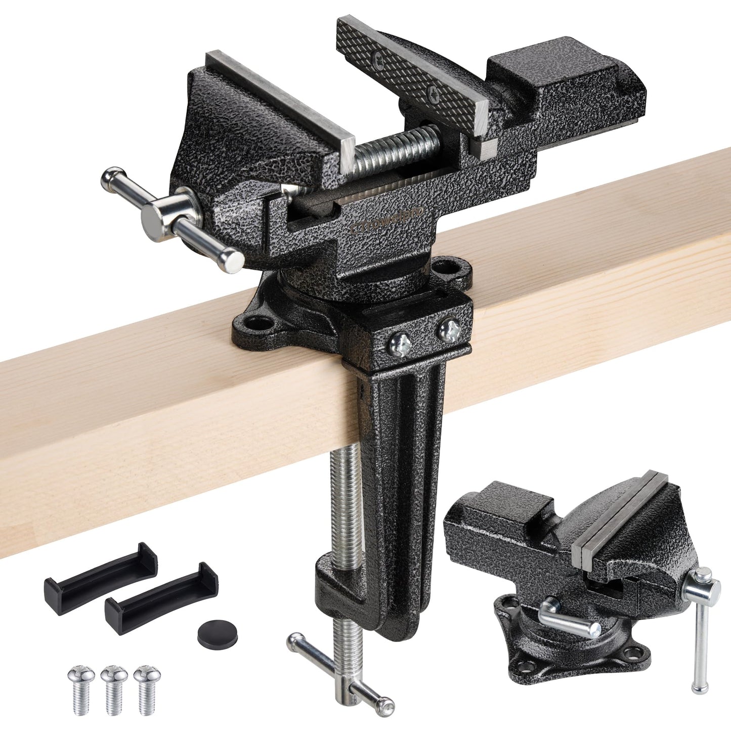 Dual-Purpose Combined Universal Vise 360°Swivel Base Work,Multi-Purpose Bench Vise 3.3", Table Vise with Quick Adjustment, Multi-Jaw, Easy Adjustment for Woodworking, Metalworking,Cutting Conduit
