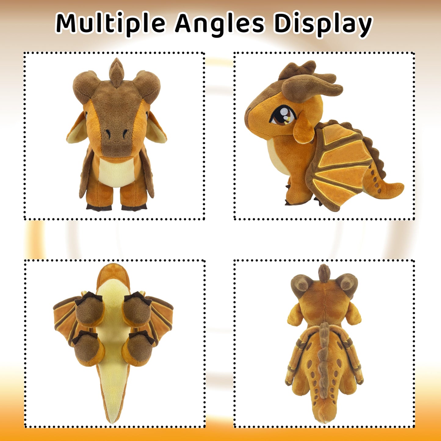 Kobataro Wings Mud Dragon Plush Toys Stuffed Animal Plushies Cute Dragon Figure Merch Present for Kids Aged 3+ (Brown)