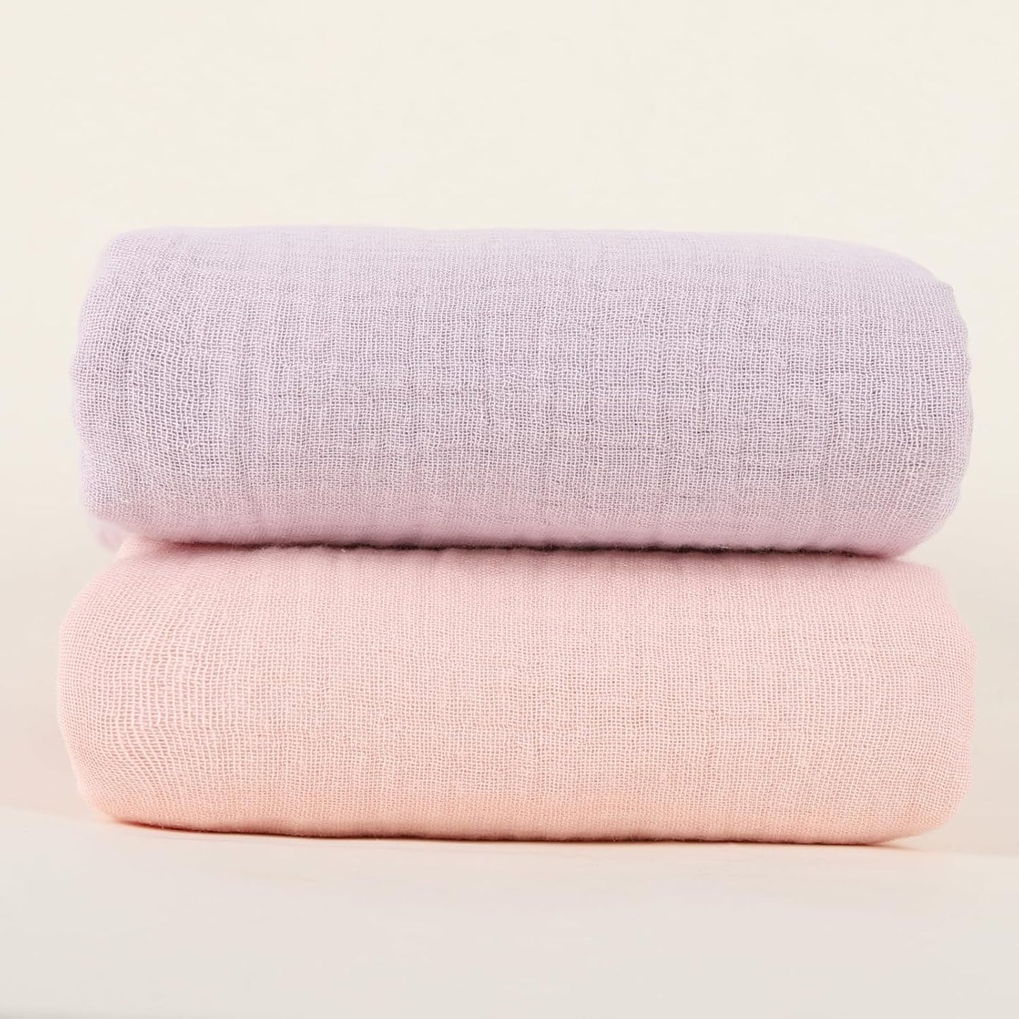 Skiennix Muslin Swaddle Blankets - Soft & Breathable 100% Cotton | 2 Pack, Large 40 x 40 Inches, Pink & Purple