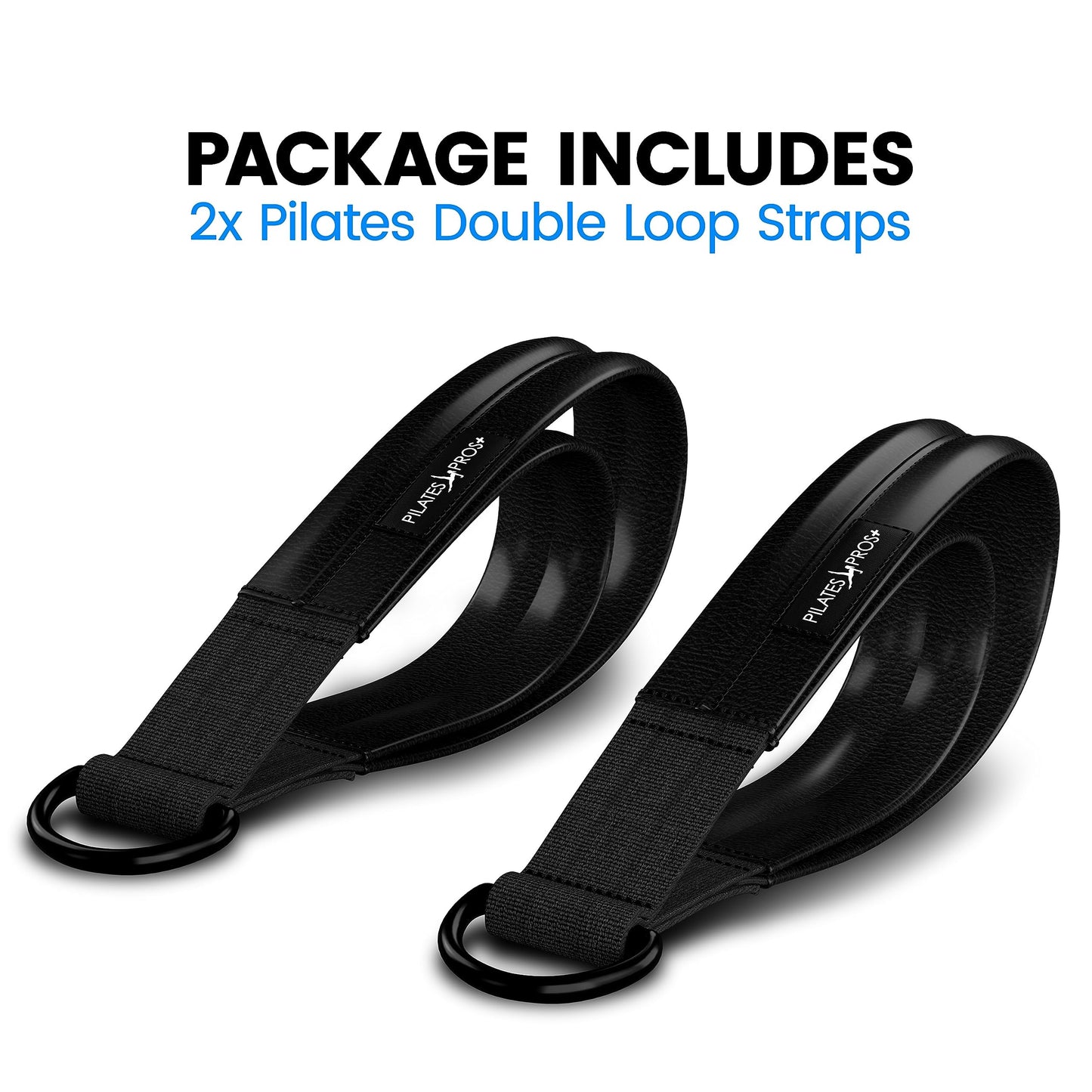 Vinyl Covered Double Loop Straps for Pilates Equipment - D-Ring Padded Fitness Straps for Studio & Home Gym Workouts