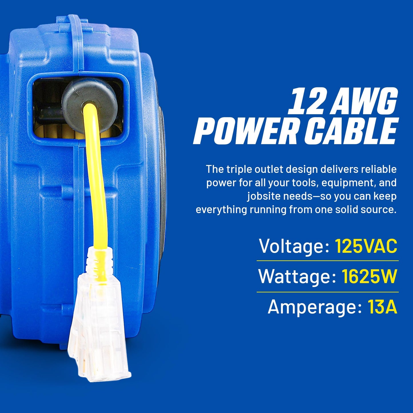 Goodyear Extension Cord Reels (12AWG x 40 FT (SJTOW Cable) w/LED Light-Up Tap)